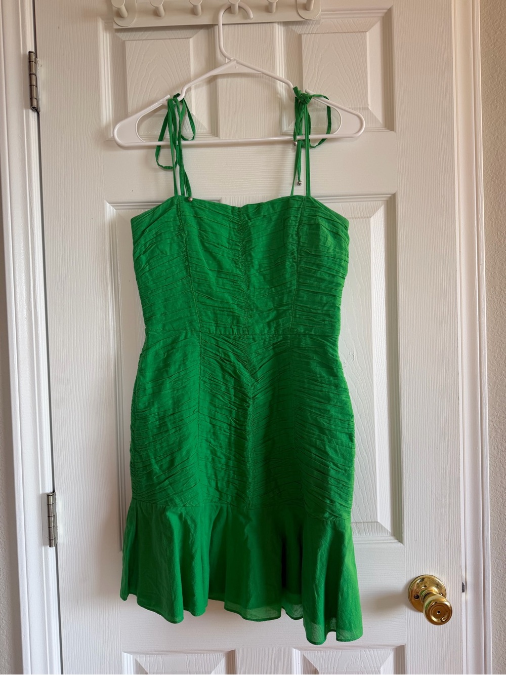Veronica Beard Emerald Green Tie-Shoulder Mini Dress